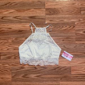 Sugar Shack white lace crop top NWT